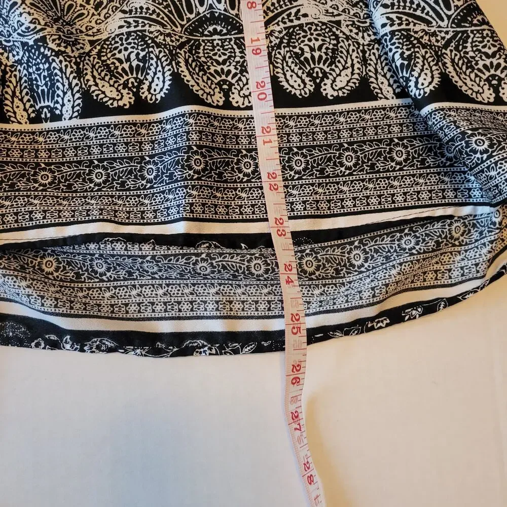 Renee C Black Floral Halter Top Size S Paisley Border Boho Y2K Indie Festival